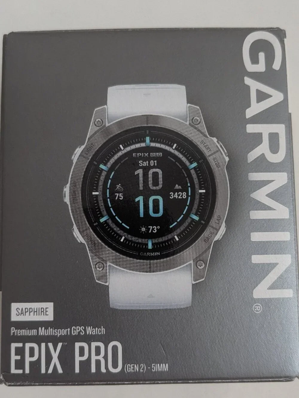EUC Garmin epix Pro(Gen 2) 51mm Sapphire Edition Smartwatch, Titanium/Whitestone